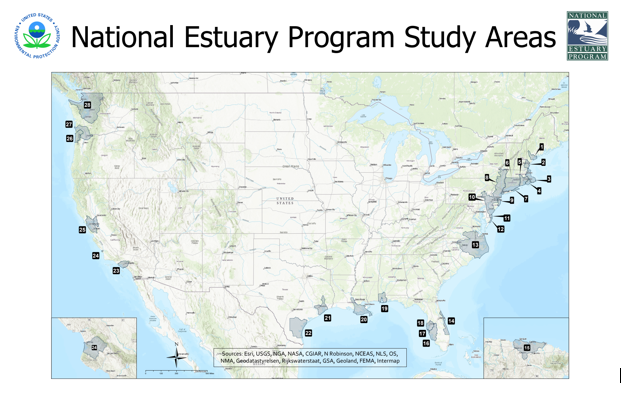 Map of National Estuary Program Study Areas