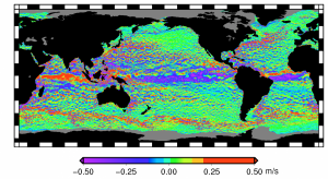 Global map project of zonal component for geostrophic currents