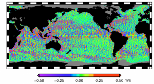 Global map project of meridional component for geostrophic currents