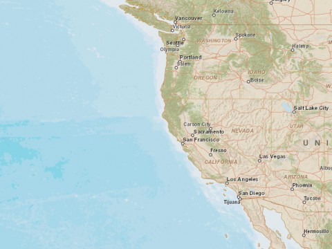 Map of United States Contiguous West Coast
