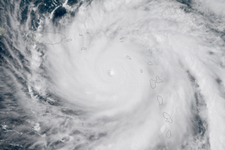 Satellite Image of a Hurricane striking Puerto Rico