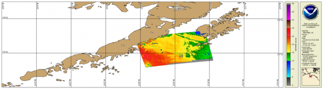 Map projection of Sea Surface Roughness data over the southern Alaskan Coastline