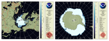 Polar Stereographic map projection of Sea Ice concentration of the Arctic ocean and Antarctica 