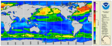 Global map projection of sea surface wind speeds