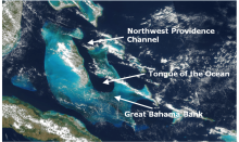Visible true-color satellite image depicting The Tongue of the Ocean