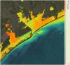 Satellite Image of Chlorophyll concentration (Ocean Color) over a coastal estuary 