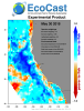 EcoCast experimental forecast product depicting good areas to fish